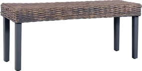 vidaXL Bancă, gri, 110 cm, ratan kubu natural și lemn masiv de mahon