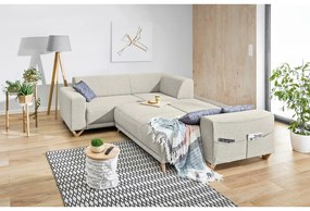 Colțar bej extensibil/cu spațiu de depozitare (cu colț pe partea stângă/în formă de ”L”) Classy Sophie – Miuform