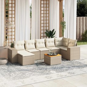 vidaXL Set canapele de grădină, 8 piese, cu perne, bej, poliratan