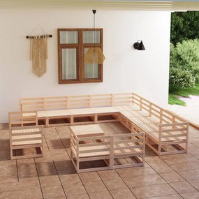 3075969 vidaXL Set mobilier de grădină, 14 piese, lemn masiv de pin