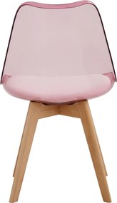 Scaun, roz transparent, acrilic/piele ecologică/fag, BALI 2 NEW