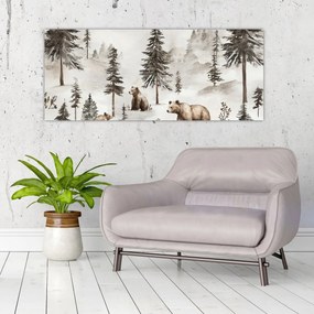 Tablou - Pădure cu Urși (120x50 cm)