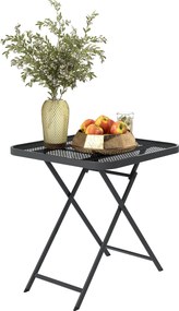 Outsunny Masă de grădină pliabilă 70 x 70 cm, rezistentă la intemperii, masă balcon pliabilă cu design decupat pătrată Negru | Aosom Romania