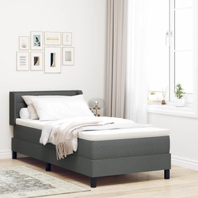 vidaXL Pat Box Spring cu Saltea Gri Închis, 90 x 190 cm