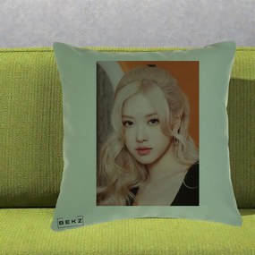 Perna Personalizata K-pop BLACKPINK cu Funda Rosie, 40x40 cm, Verde, Husa Detasabila, Perna Inclusa, BEKZ®