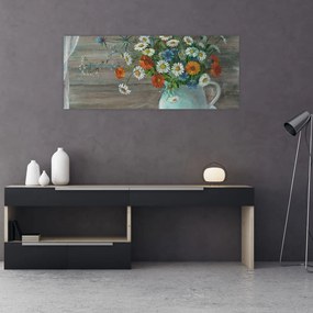 Tablou - Pictură în ulei, flori de câmp (120x50 cm)
