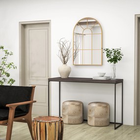HOMCOM Oglindă de Perete Modernă în Formă de Arc cu Ramă și Cârlige, pentru Sufragerie și Hol, 91x60 cm, Auriu | Aosom Romania