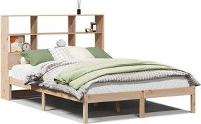 vidaXL Pat cu bibliotecă fără saltea, 150x200 cm, lemn masiv de pin