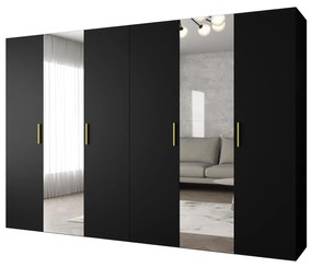 Dulap de haine 300 cm Borry 2 (Negru + Auriu). 1125851