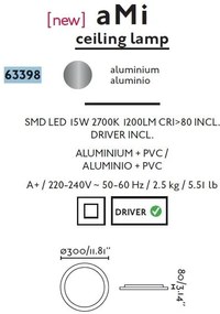 Plafonier modern, diametru 30 cm, Ami LED, 63398