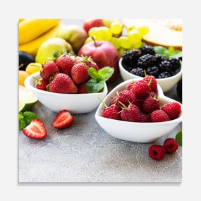 Panou Sticla Bucatarie, 100x100cm, Protectie aragaz, Antistropi, Termorezistent, Alimente, Fructe, Heart Fresh Fruits