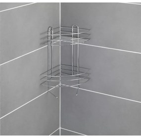 Etajeră cromată cu 2 nivele pentru colț perete Wenko Exclusive