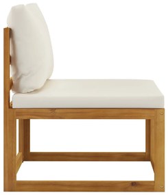 Set mobilier de gradina cu perne 12 piese crem lemn masiv acacia Crem, 3x colt + 5x mijloc + fotoliu + 2x suport pentru picioare + masa, 1