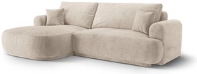 Coltar extensibil stanga 5 locuri, modular, cu lada depozitare, Ella, Micadoni Home, 271x174x94 cm, tesatura structurata chenille, bej sand