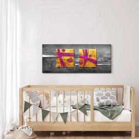 Tablou - Pătratr colorate pe fond negru (120x50 cm)