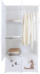 Dulap modular pentru copii, model alb / maro, KIRBY