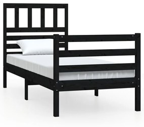 3101077 vidaXL Cadru de pat, negru, 90x200 cm, lemn masiv