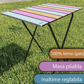 Masa pliabila exterior gradina - terasa - balcon, lemn, colorata