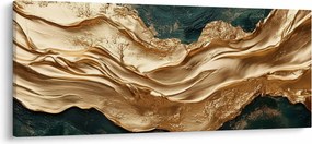 Tablou - Abstracție verde cu auriu II. (120x50 cm)