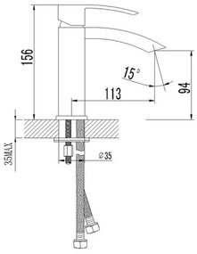 Baterie pentru lavoar Sapho GINKO 15,6 cm, crom lucios