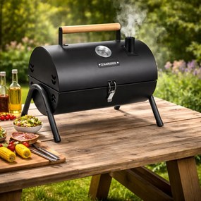 Grătar turistic cu cărbune cu capac