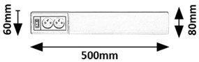 Corp de iluminat LED cu prize pentru corpuri de bucătărie Rabalux 78040 BATH 2E LED/10W/230V 4000K 50 cm alb