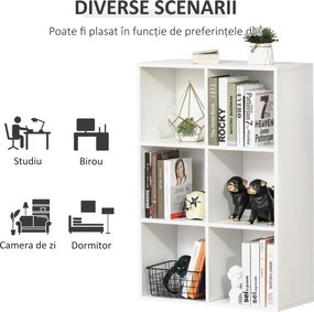 HOMCOM Mobile Libreria a 6 Cubi Moderno a Parete in Legno Bianco | Aosom Romania
