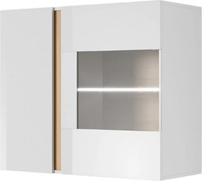 Vitrina CITY, alb/stejar, PAL melaminat/sticla, 97x40x83 cm