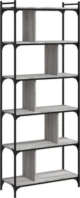 vidaXL Bibliotecă cu 6 niveluri gri sonoma 76x32x192 cm lemn compozit