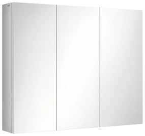 kleankin Spiegelschrank, dulap de baie, 3 uși cu oglindă, 5 rafturi interioare, oțel inoxidabil, Culoare: Argintiu, 70 x 12 x 55 cm | Aosom Romania