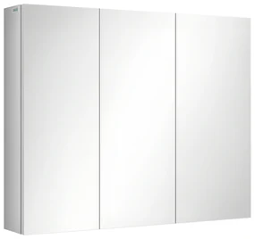 kleankin Spiegelschrank, dulap de baie, 3 uși cu oglindă, 5 rafturi interioare, oțel inoxidabil, Culoare: Argintiu, 70 x 12 x 55 cm | Aosom Romania