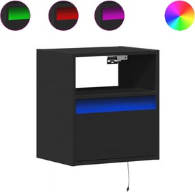 vidaXL Noptiere montate pe perete cu lumini LED, 2 buc., negru