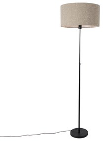 Lampa de podea neagra reglabila cu abajur boucle taupe 50 cm - Parte
