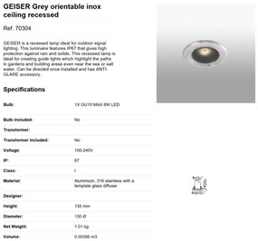 Spot orientabil incastrabil de exterior 13cm GEISER