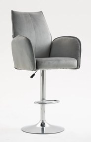 HR280W Scaun Gray din Catifea cu Bază Cromata