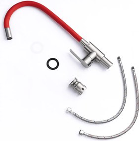 Baterie bucătărie cu pipă flexibilă - 264 oțel inoxidabil P14A