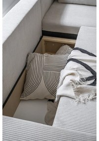 Colțar alb extensibil cu tapițerie din catifea reiată (cu colț pe partea dreaptă) Brave Dave – Miuform