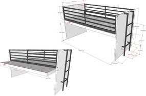 Set SAM în finisaj de stejar este format dintr-un Pat copii (90 x 200 cm), o bibliotecă, o comodă cu 2 uși și o comodă cu 3 sertare.