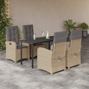 vidaXL Set mobilier pentru grădină, 5 piese, cu perne, bej, poliratan
