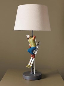 Lampa de masa, din polirasina, cu abajur din in, Ski Jump