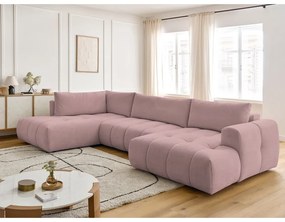 Colțar roz extensibil/cu spațiu de depozitare (cu colț pe partea stângă/în formă de "U") Fuji – Bobochic Paris