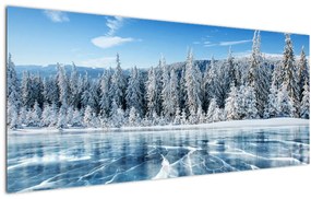 Tablou cu lacul înghețat și copacii înzăpeziți (120x50 cm), în 40 de alte dimensiuni noi