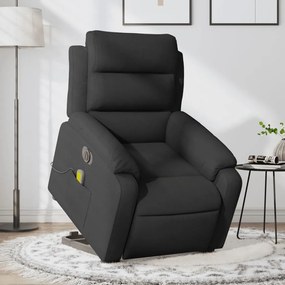 vidaXL Fotoliu electric de masaj rabatabil cu ridicare, negru, textil