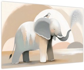 Tablou - Elefant în culori pastel (90x60 cm)