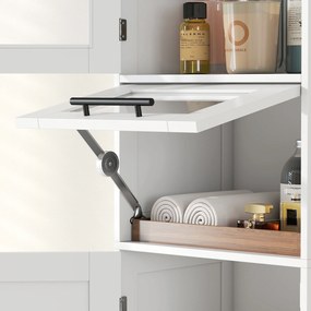 HOMCOM Coloană pentru baie, mobilier de depozitare cu sertar, 2 uși și raft reglabil, 40 x 31 x 170 cm, alb | Aosom Romania