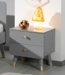 Noptieră cu 2 Sertare, Gri (MDF) – Billy – Vipack