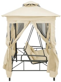 Balansoar extensibil cu pavilion, alb crem