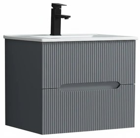 Trent 60 dulap de baie inferior cu chiuvetă ceramică 2 sertare, gri antracit