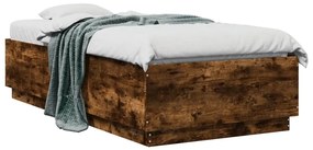 3209762 vidaXL Cadru de pat, stejar fumuriu, 75x190 cm, lemn prelucrat