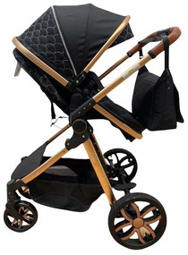 Carucior 3 in 1 transformabil in mod sport cu landou si geanta, 0-36 luni, Negru - CPC-12-negru